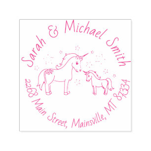 Unicorn Baby Shower Pastel Rainbow Self-inking Stamp