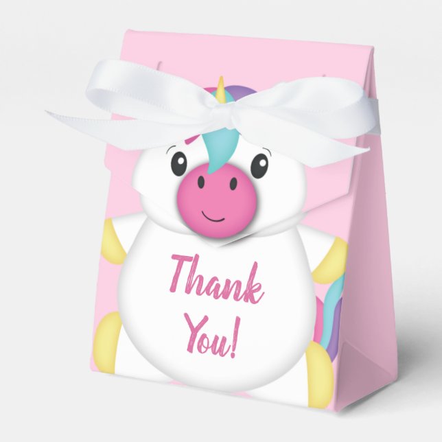 Unicorn Baby Shower Pink Favour Box (Front Side)