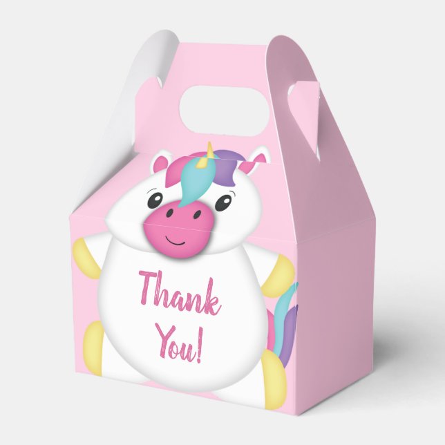 Unicorn Baby Shower Pink Favour Box (Front Side)