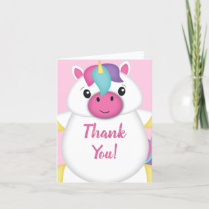 Unicorn Baby Shower Pink Thank You Card