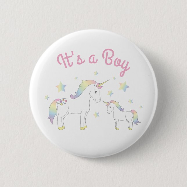 Unicorn Baby Shower Rainbow Pastel 6 Cm Round Badge (Front)