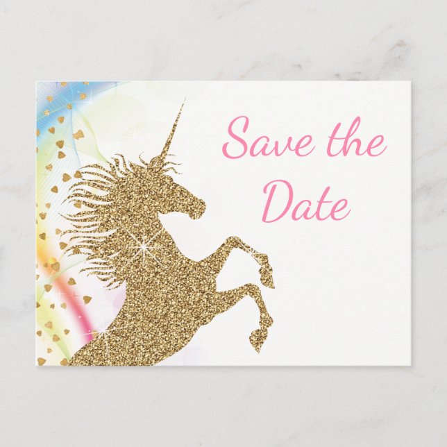 Unicorn Baby Shower Save The Date Postcards (Front)