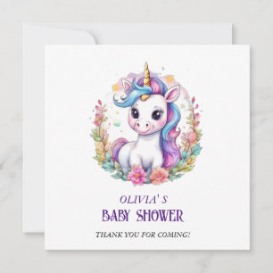 Unicorn baby shower  thank you card