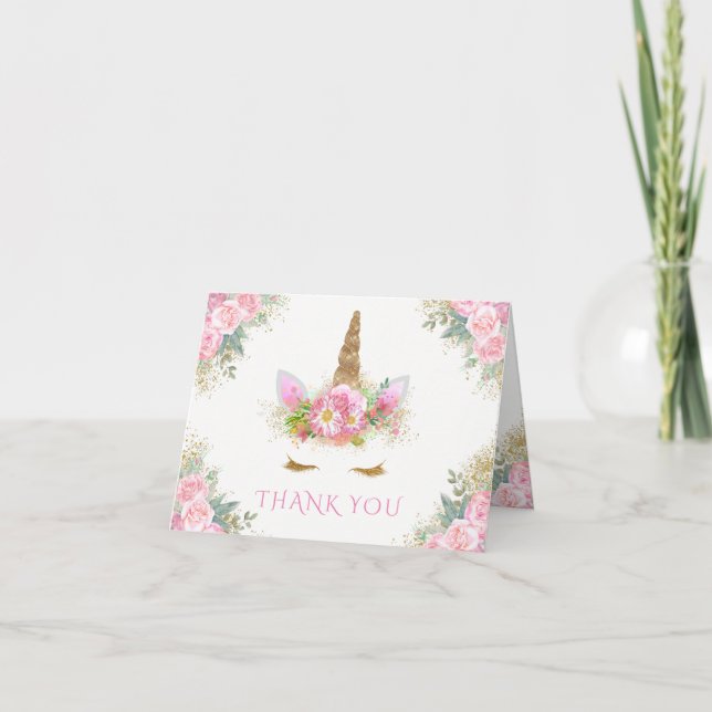 Unicorn Baby Shower Thank You Cards (Front)