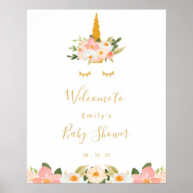 Unicorn Baby Shower Welcome Sign (Front)