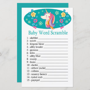 Unicorn Baby word scramble game