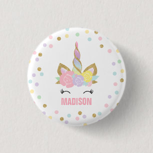 Unicorn Badge Unicorn Favour Party Pin Pink & Gold