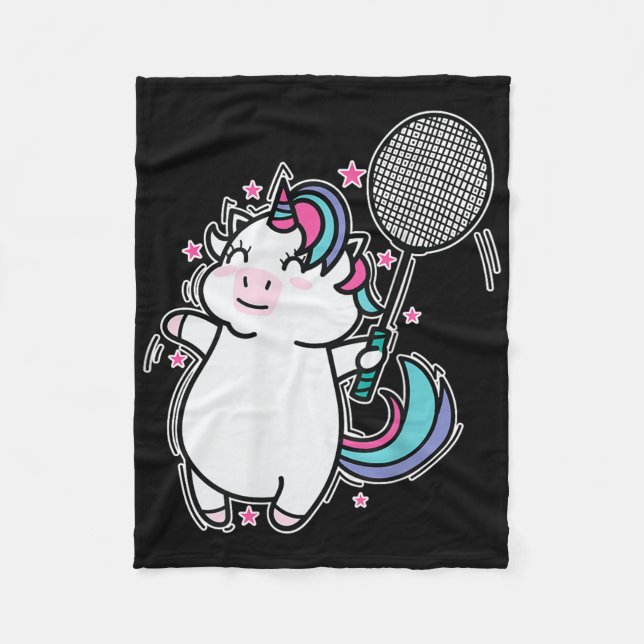 Unicorn Badminton  Fleece Blanket (Front)