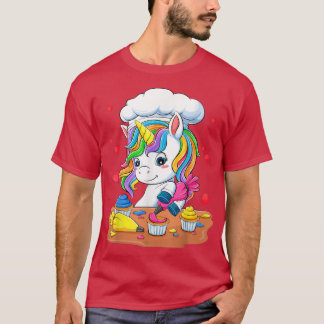 Unicorn Baking Cake Cupcakes Rainbow Kids Girls  T-Shirt