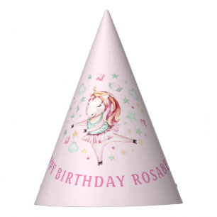 Unicorn Ballerina Girly PInk Birthday Party Party Hat