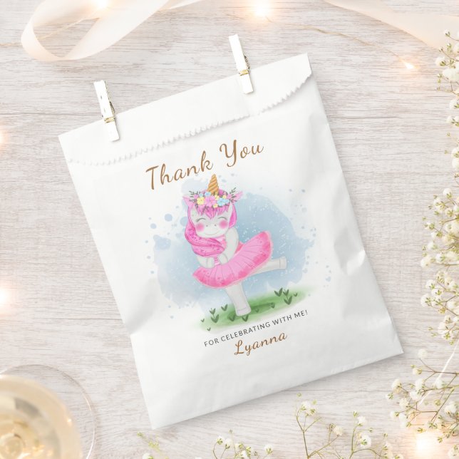 Unicorn Ballerina Kids Birthday Party Favour Bag (Clipped)