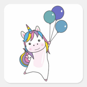 Unicorn Balloons Balloons Cute Animals For Kids Square Sticker
