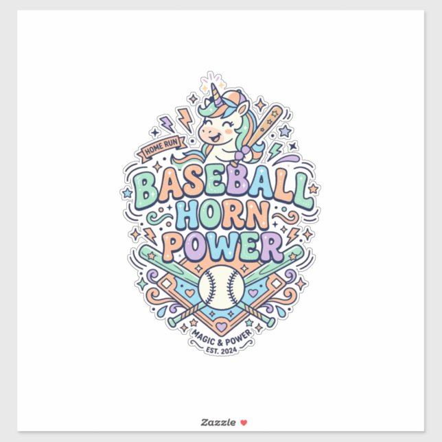 Unicorn Baseball Horn Power Kawaii Vector Design_1 (Sheet)