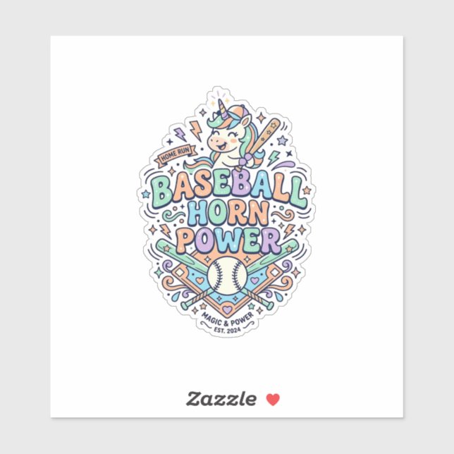 Unicorn Baseball Horn Power Kawaii Vector Design_1 (Sheet)