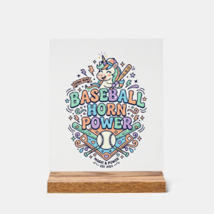 Unicorn Baseball Horn Power Kawaii Vector Design_1 Acrylic Sign