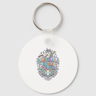 Unicorn Baseball Horn Power Kawaii Vector Design_1 Key Ring