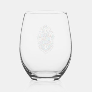 Unicorn Baseball Horn Power Kawaii Vector Design_1 Stemless Wine Glass