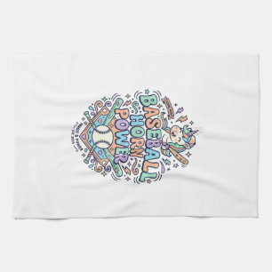 Unicorn Baseball Horn Power Kawaii Vector Design_1 Tea Towel