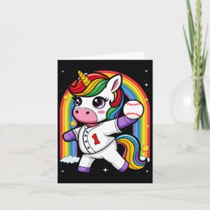 Unicorn Baseball Rainbow Baseball Lover I Unicorn Card