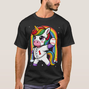 Unicorn Baseball Rainbow Baseball Lover I Unicorn T-Shirt