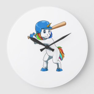 Unicorn Baseball Unicorn Playing Baseball Unicorn Large Clock