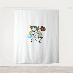Unicorn Baseball Unicorn Playing Baseball Unicorn Tapestry