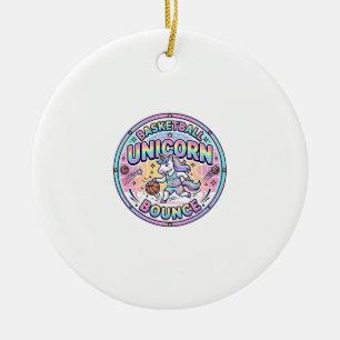 Unicorn Basketball Unicorn Bounce Funny Shirt Grap Ceramic Tree Decoration