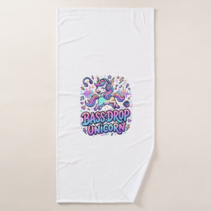 Unicorn Bass Drop Unicorn Gift Idea Typography Des Bath Towel