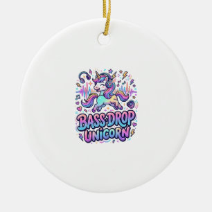 Unicorn Bass Drop Unicorn Gift Idea Typography Des Ceramic Tree Decoration