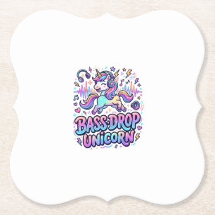 Unicorn Bass Drop Unicorn Gift Idea Typography Des Paper Coaster