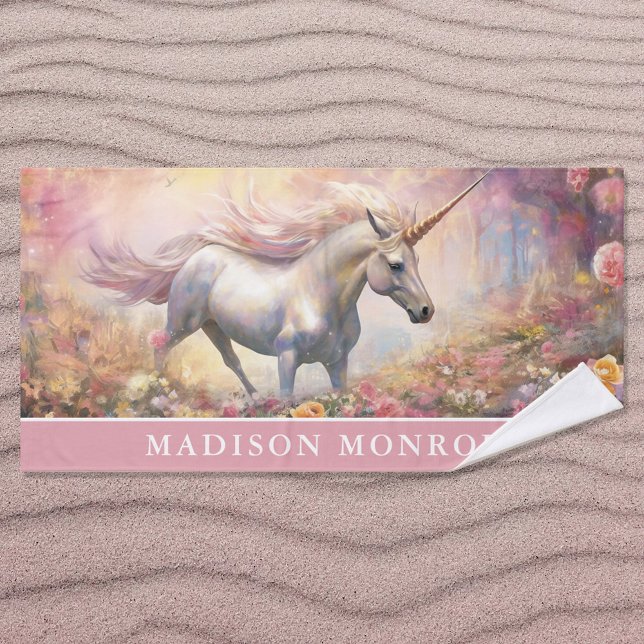 Unicorn Bath Towel with Custom Name (Creator Uploaded)