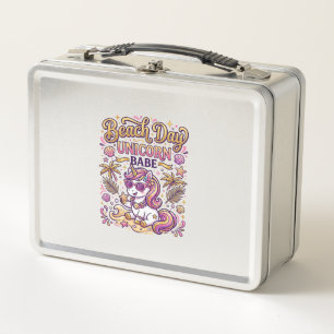 Unicorn Beach Day Unicorn Babe Stylish Zazzle Desi Metal Lunch Box