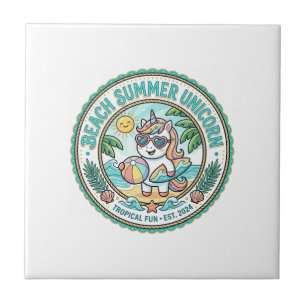 Unicorn Beach Summer Unicorn POD Ready Apparel Gra Tile