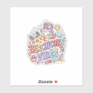 Unicorn Beachicorn Vibes Whimsical White Backgroun