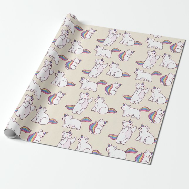 Unicorn Bears Wrapping Paper (Unrolled)