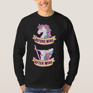 Unicorn Before After Wine Party Horse T-Shirt