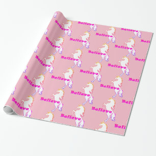 Unicorn Believe Designg - Glossy Wrapping Paper, 3 Paper