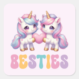 Unicorn Besties Best Friends Forever Square Sticker