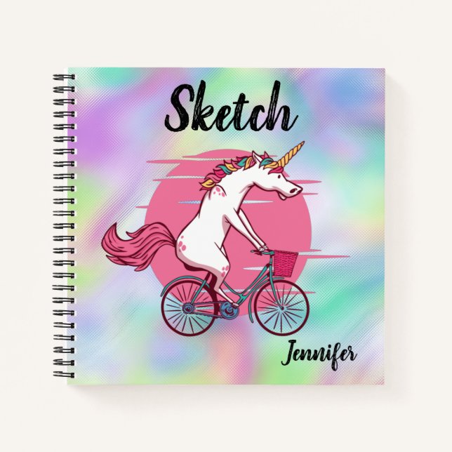 Unicorn Bicycle Monogram Sketchbook Notebook (Front)