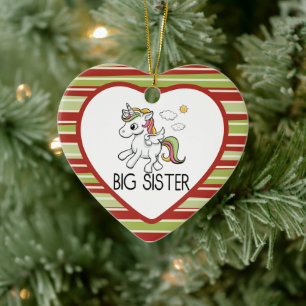 Unicorn Big Sister Cute Christmas Ceramic Tree Decoration