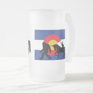 Unicorn, Bigfoot and Jackalope Frosted Glass Beer Mug