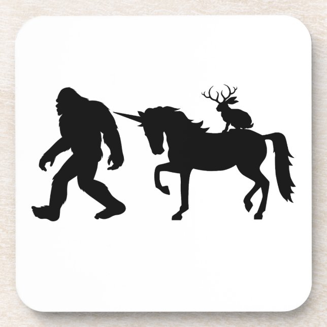Unicorn, Bigfoot, Jackalope Coaster (Front)