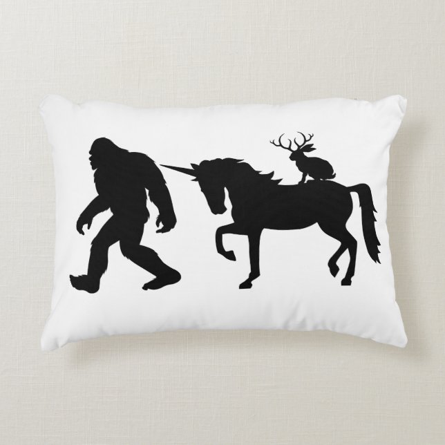 Unicorn, Bigfoot, Jackalope Decorative Cushion (Front)