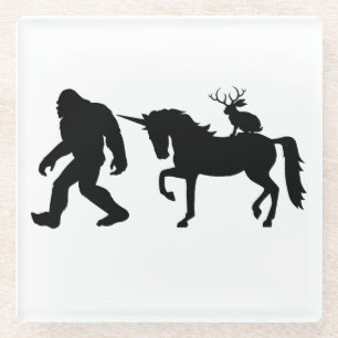 Unicorn, Bigfoot, Jackalope Glass Coaster