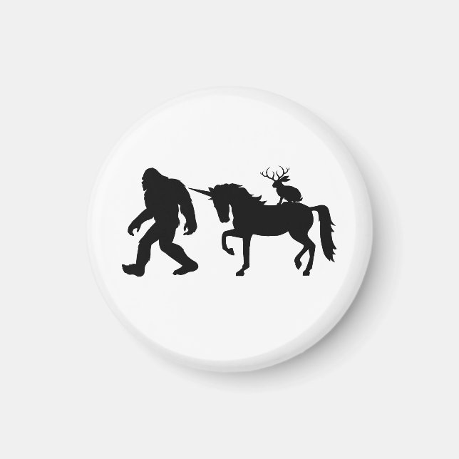 Unicorn, Bigfoot, Jackalope Magnet (Front)