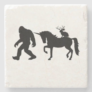 Unicorn, Bigfoot, Jackalope Stone Coaster