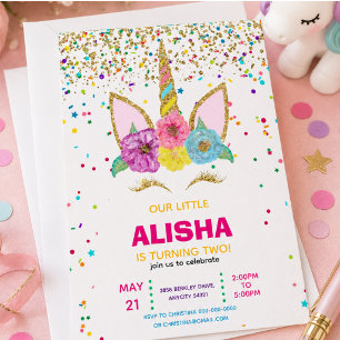 Unicorn Birthday 1st Birthday Party Invitation