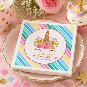 Unicorn Birthday 1st Birthday Party Napkin