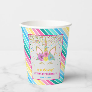 Unicorn Birthday 1st Birthday Party Paper Cups