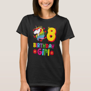 Unicorn Birthday  8th Year Old Unicorn With Flower T-Shirt
